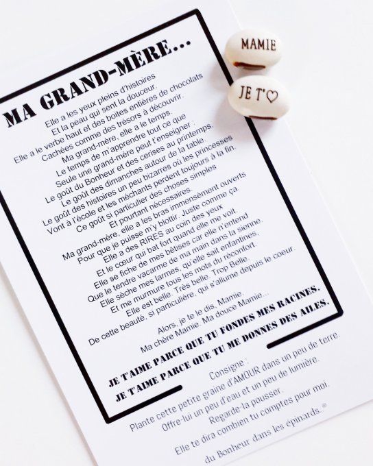 DUO CARTE GRAND-MERE + 1 GRAINE MAGIQUE  "MAMIE JE T'AIME" - F21