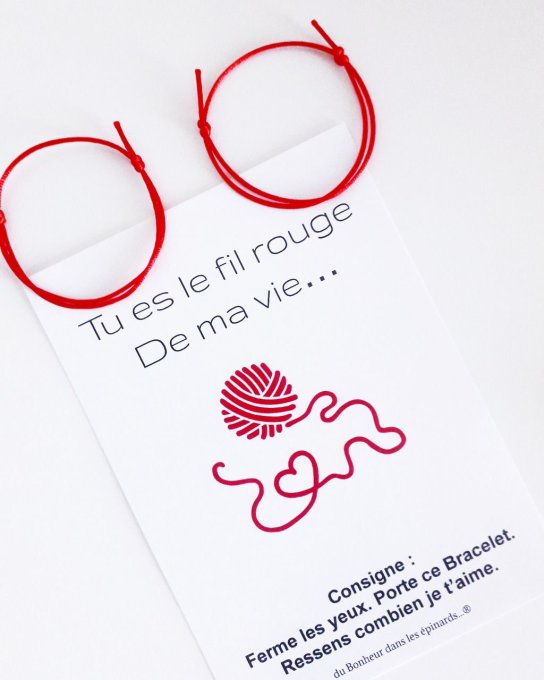CARTE TU ES LE FIL ROUGE DE MA VIE+ 2 BRACELETS ROUGES - R01 