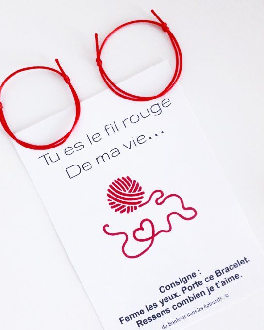CARTE TU ES LE FIL ROUGE DE MA VIE+ 2 BRACELETS ROUGES - R01