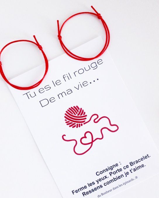 CARTE TU ES LE FIL ROUGE DE MA VIE+ 2 BRACELETS PERMANENTS - R01