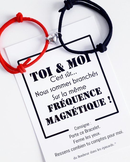 CARTE FRÉQUENCE MAGNÉTIQUE+2 BRACELETS AIMANTS ROUGE & NOIR - R26