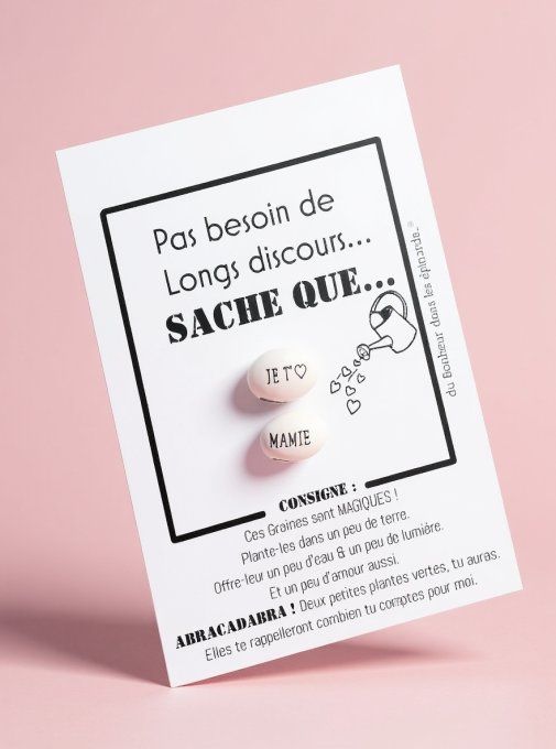 CARTE + 2 GRAINES MAGIQUES " JE T'AIME MAMIE "- F31