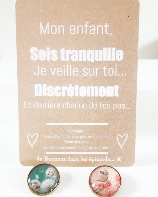 CARTE MON ENFANT + 1 BROCHE HERISSON - F10