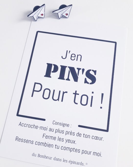 CARTE J'EN PIN'S POUR TOI + 2 PIN'S AVIONS-Origami - R36