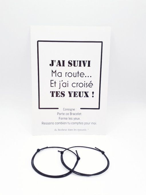 CARTE J'AI SUIVI MA ROUTE + 2 BRACELETS (14 coloris au choix) - R08