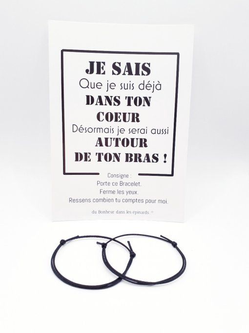 CARTE JE SAIS QUE+ 2 BRACELETS (14 coloris au choix) - R06