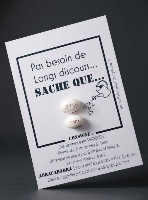 CARTE + 2 GRAINES MAGIQUES "JE T'AIME PAPA" - F32