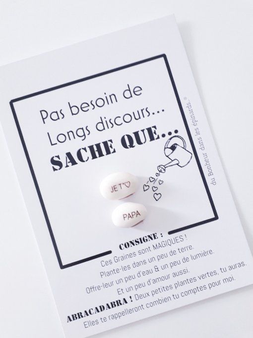 CARTE + 2 GRAINES MAGIQUES "JE T'AIME PAPA" - F32