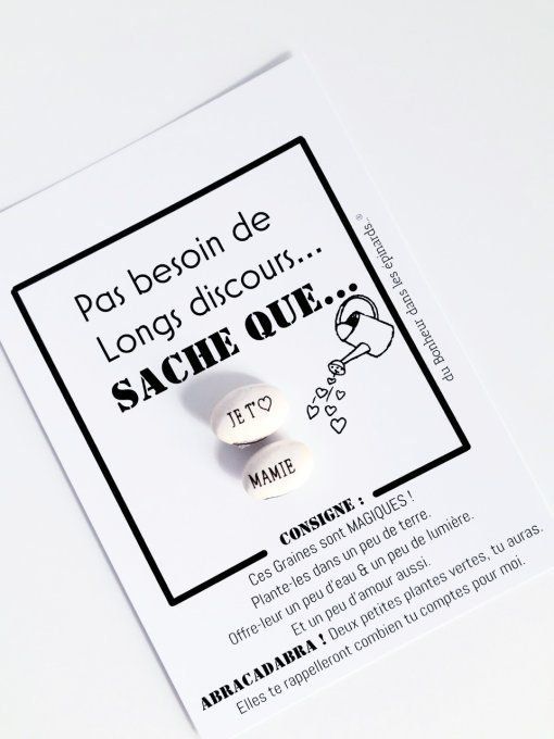 CARTE + 2 GRAINES MAGIQUES - JE T'AIME MAMIE