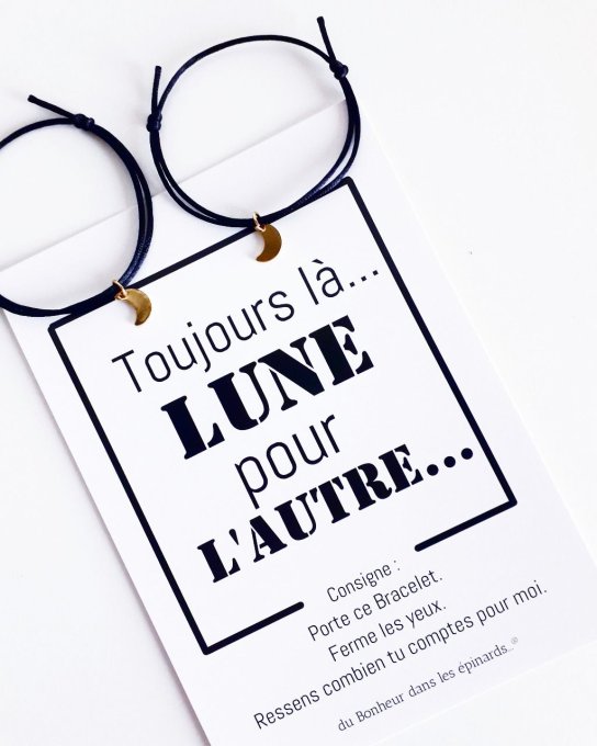 CARTE LUNE POUR L'AUTRE + 2 BRACELETS LUNES - 14 coloris disponibles - S06