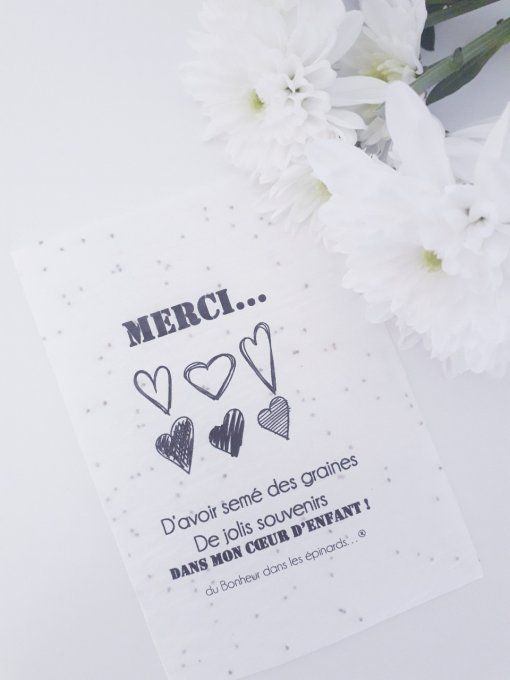 CARTE A PLANTER - MERCI - SOUVENIRS