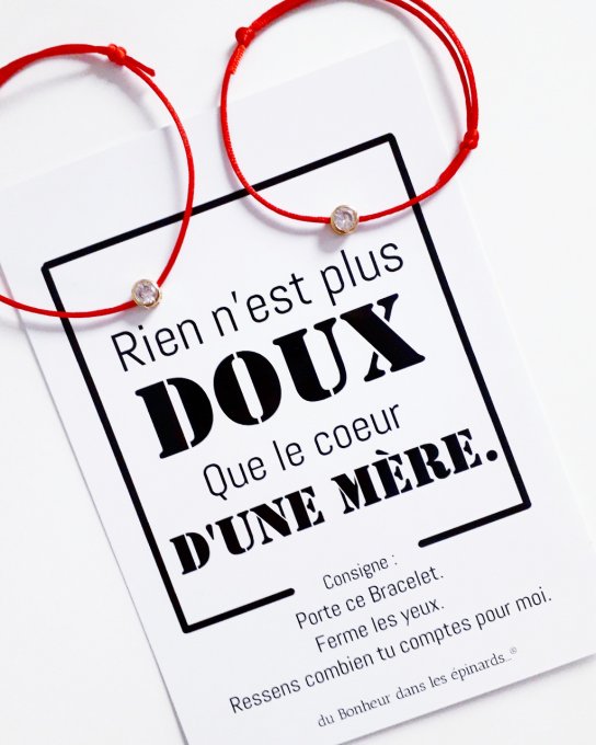 CARTE + DUO BRACELETS MERE-FILLE AVEC PIERRE ZIRCON - F16