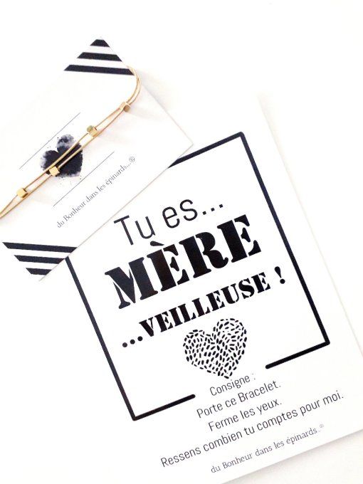 CARTE MERE-VEILLEUSE + 1 BRACELET DOUBLE RANGS -F06 