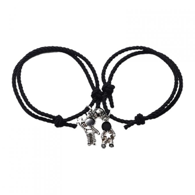 CARTE BIEN ARRIVEE+ 2 BRACELETS  AIMANTS ASTRONAUTES NOIRS - R39