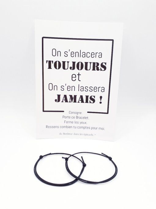 CARTE ON S'ENLACERA+ 2 BRACELETS (14 coloris au choix) - R05