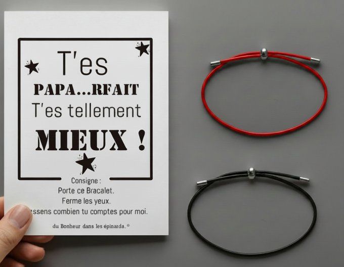 CARTE PAPARFAIT + BRACELET (rouge ou noir) - F04 