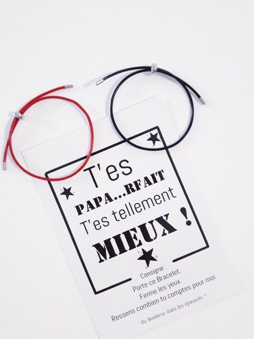 CARTE PAPARFAIT + BRACELET (rouge ou noir) - F04 