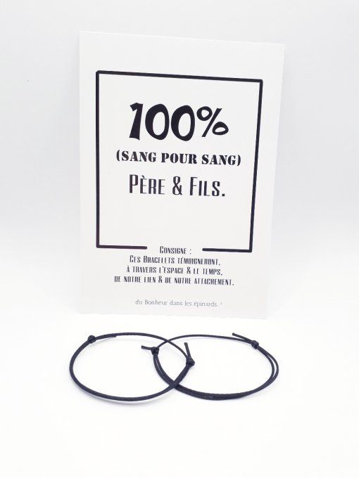 CARTE + 2 BRACELETS (14 coloris au choix) - 100% PERE & FILS - F34