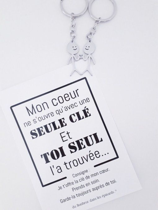 CARTE MON COEUR + 2 PORTE-CLES COEUR AVEC LES MAINS - R32 