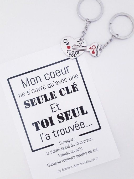 CARTE MON COEUR + 2 PORTE-CLES SERRURE - R32 