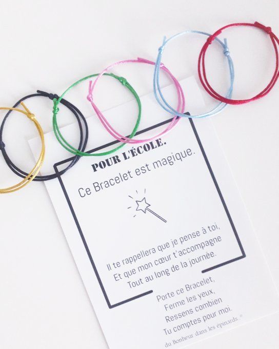 CARTE + 1 BRACELET - POUR L'ECOLE - 13 COLORIS AU CHOIX - D12