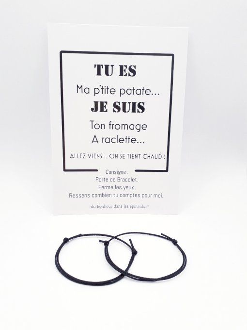 CARTE P'TITE PATATE & RACLETTE+ 2 BRACELETS (14 coloris au choix) - R04