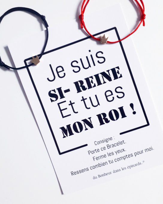 CARTE SI REINE & ROI + 2 BRACELETS COURONNE - R20