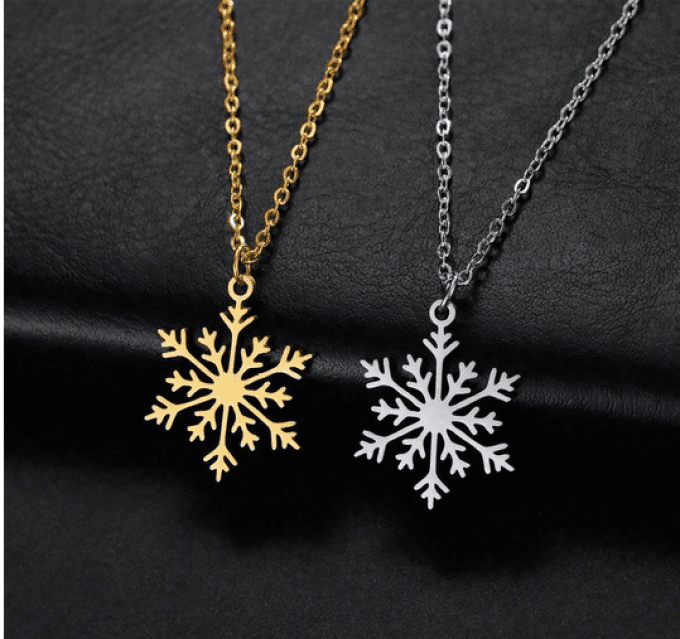 CARTE AMITIE EN HIVER + COLLIER FLOCON 
