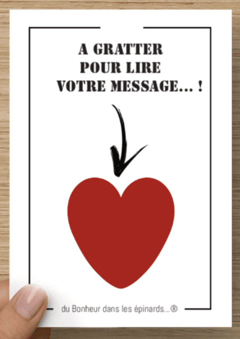 CARTE A GRATTER PERSONNALISEE COEUR - coloris au choix 