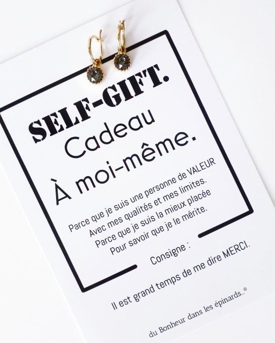CARTE SELF-GIFT + BOUCLES DOREES A L'OR FIN - D14