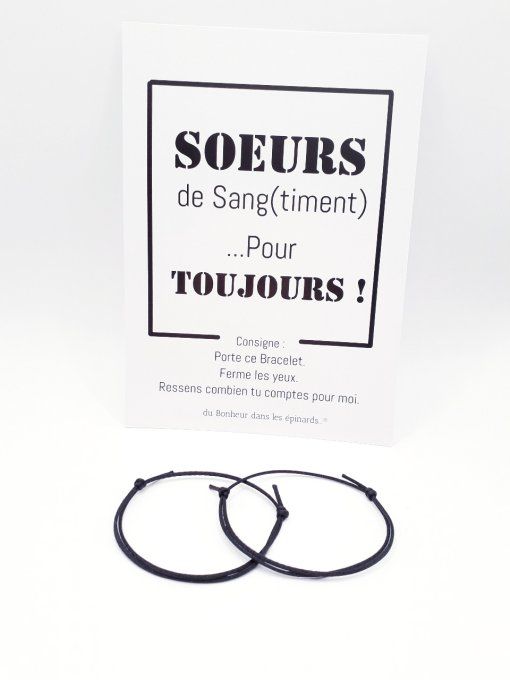 CARTE + 2 BRACELETS (14 coloris au choix) - SOEURS DE SANG TIMENT - S03