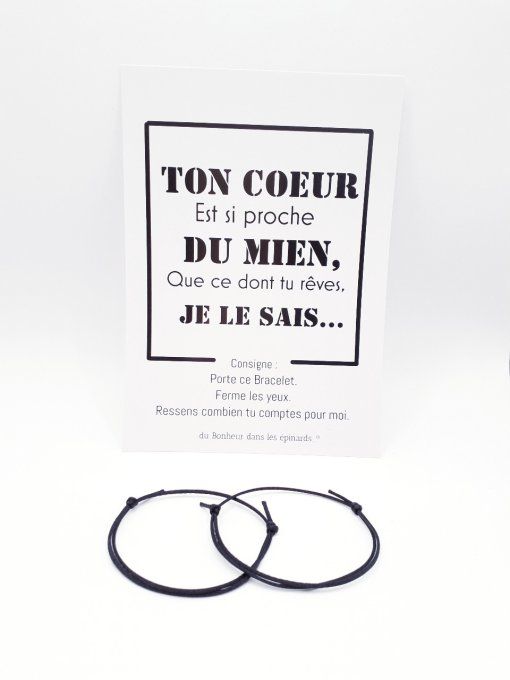 CARTE TON COEUR EST SI PROCHE + 2 BRACELETS (14 coloris au choix) - R52