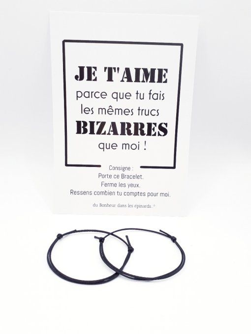 CARTE TRUCS BIZARRES+ 2 BRACELETS (14 coloris au choix) - R19