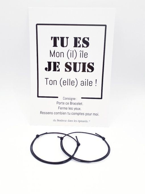CARTE  ILE & AILE+ 2 BRACELETS (14 coloris au choix) - R16