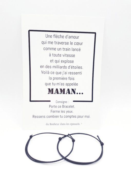 CARTE UNE FLECHE D'AMOUR + 2 BRACELETS (14 coloris au choix)  - F12